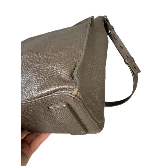 AllSaints Grey Leather Tote Bag Silver Hardware Shoulder Strap Crossbody Women’s - Picture 4 of 14